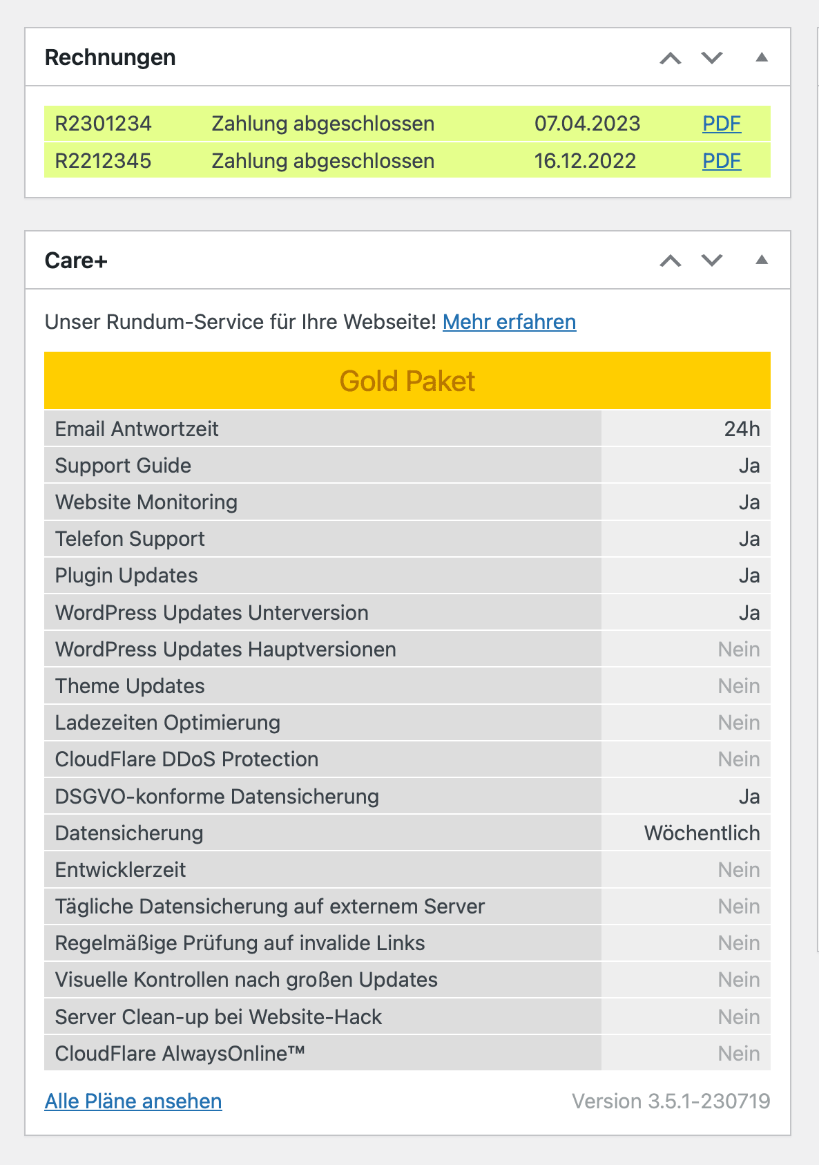Rechnungen-plaene-feature Lösung für Rechnungen und Pläne auf einen Blick